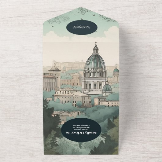 Invitation Tout En Un QR Code Italie Rome Destination Mariage (Dehors)