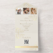 Invitation Tout En Un QR Code Ivory Gold Floral Wedding (À l'intérieur)