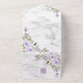 Invitation Tout En Un QR Code Lilac Lavender Gold Marble Floral Mariage (Dehors)