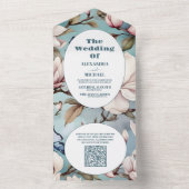 Invitation Tout En Un QR Code Magnolia Blush Rose Mariage Floral (À l'intérieur)