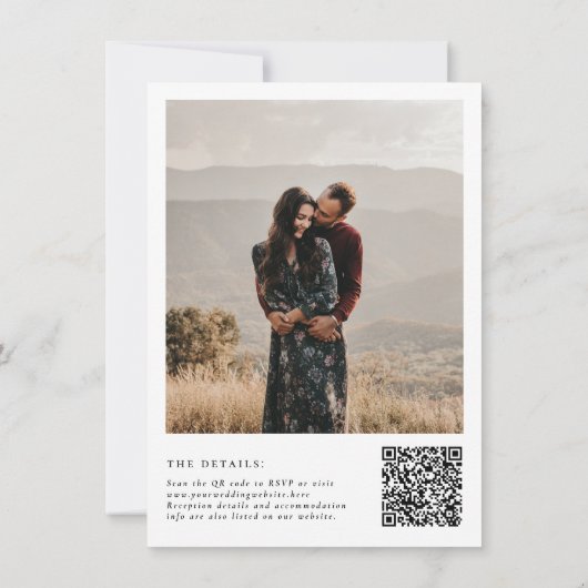 Invitation Tout en un QR Code Mariage photo noir et blanc (Dos)