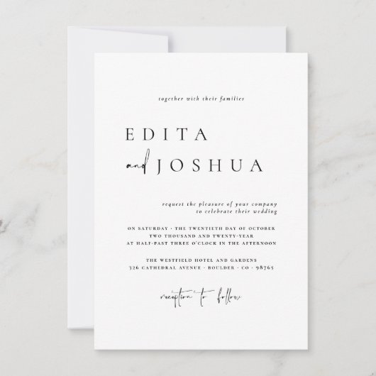 Invitation Tout en un QR Code Mariage photo noir et blanc (Devant)