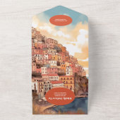 Invitation Tout En Un QR Code Moderne Élégant Italie Destination Mariage (Dehors)