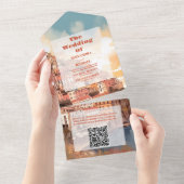 Invitation Tout En Un QR Code Moderne Élégant Italie Destination Mariage (Déchirure)