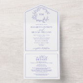 Invitation Tout En Un QR Code Périwinkle poitrine feuillue Mariage de mo (À l'intérieur)