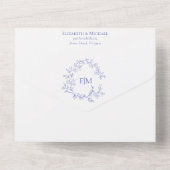 Invitation Tout En Un QR Code Périwinkle poitrine feuillue Mariage de mo (Verso)