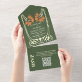 Invitation Tout En Un QR Code Romantique Art nouveau Mariage (Déchirure)