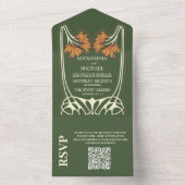 Invitation Tout En Un QR Code Romantique Art nouveau Mariage (À l'intérieur)