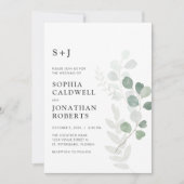 Invitation Tout en un QR Code RSVP Airy Eucalyptus Mariage (Devant)
