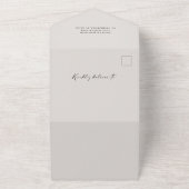 Invitation Tout En Un QR Code RSVP Calligraphie Elegant Mariage Eggshell (Dehors)