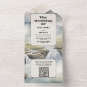 Invitation Tout En Un QR Code Rustic Mountain Waterfall Boho Mariage (À l'intérieur)