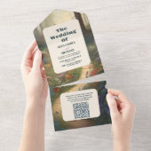 Invitation Tout En Un QR Code Rustic Mountain Woodland Forest Mariage (Déchirure)