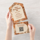 Invitation Tout En Un QR Code Terracotta Aquarelle Fleur sauvage Mariage (Déchirure)