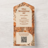 Invitation Tout En Un QR Code Terracotta Aquarelle Fleur sauvage Mariage (À l'intérieur)