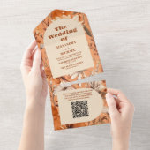 Invitation Tout En Un QR Code Terracotta Aquarelle Fleur sauvage Mariage (Déchirure)