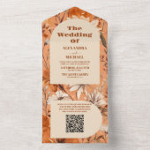 Invitation Tout En Un QR Code Terracotta Aquarelle Fleur sauvage Mariage (À l'intérieur)