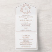 Invitation Tout En Un QR Code Terracotta Poitrine feutrée Monogramme Mar (À l'intérieur)