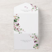 Invitation Tout En Un Qr Code violet et Mariage rose (Dehors)