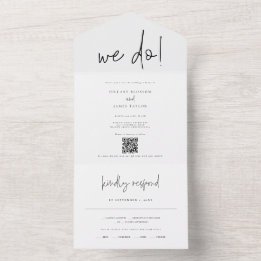 Invitation Tout En Un QR Code Whimsical Photo moderne Nous faisons Maria