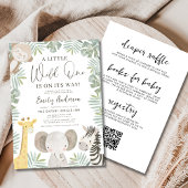 Invitation Tout en un QR Code Wild One Baby shower Safari