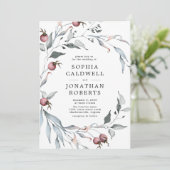 Invitation Tout en un QR Code Winter Berries Mariage de verdu (Debout devant)