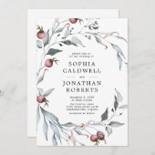 Invitation Tout en un QR Code Winter Berries Mariage de verdu (Devant / Derrière)