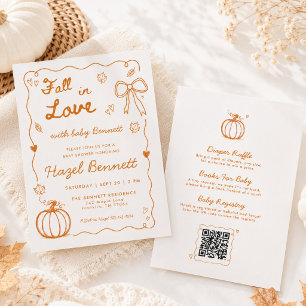 Invitation Tout En Un QR Dessin À La Main Baby Shower Tombez 