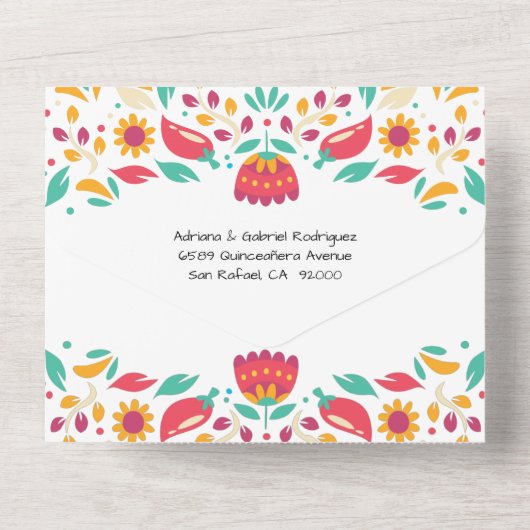 Invitation Tout En Un Quinceañera fiesta Floral lowrider enregistrer la (Verso)