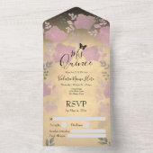 Invitation Tout En Un Quinceanera Rose de glace rose Floral (À l'intérieur)