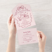 Invitation Tout En Un Quirky Bow Mariage manuscrit (Déchirure)