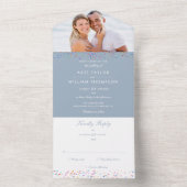 Invitation Tout En Un Rainbow Confetti Monogramme Photo Dusty Mariage bl (À l'intérieur)