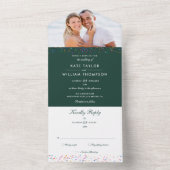 Invitation Tout En Un Rainbow Confetti Monogramme Photo Emerald Mariage (À l'intérieur)