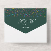 Invitation Tout En Un Rainbow Confetti Monogramme Photo Emerald Mariage (Verso)