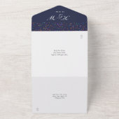 Invitation Tout En Un Rainbow Confetti Monogramme Photo Marine Mariage b (Dehors)