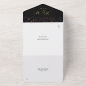 Invitation Tout En Un Rainbow Confetti Noir Et Or Monogramme Mariage (Dehors)