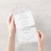 Invitation Tout En Un Rainbow Confetti Script Monogram Mariage (Déchirure)