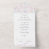 Invitation Tout En Un Rainbow Confetti Script Monogram Mariage (À l'intérieur)
