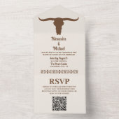 Invitation Tout En Un Ranch Country du Sud-Ouest Mariage Western Code QR (À l'intérieur)