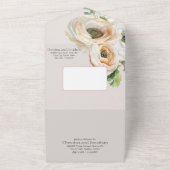 Invitation Tout En Un Ranunculus de Pêche Romantique sur l'ivoire (Dehors)