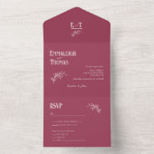 Invitation Tout En Un Raspberry Ice Red Simple moderne Mariage (À l'intérieur)