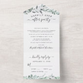 Invitation Tout En Un Réception de mariage à l'aquarelle avec verdure d' (À l'intérieur)