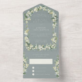 Invitation Tout En Un Réception De Mariage De Berneberge Verte+Eucalyptu (À l'intérieur)