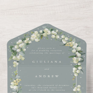 Invitation Tout En Un Réception De Mariage De Berneberge Verte+Eucalyptu