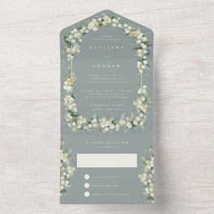Invitation Tout En Un Réception De Mariage De Berneberge Verte+Eucalyptu
