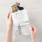 Invitation Tout En Un Réception de mariage élégante à 2 photos (Déchirure)