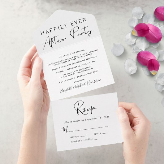 Invitation Tout En Un Réception de mariage et d'après-mariage