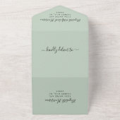 Invitation Tout En Un Réception de mariage photo élégante Sage (Dehors)