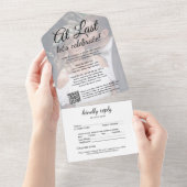 Invitation Tout En Un Réception de mariage reportée Code QR Enfin Photo (Déchirure)