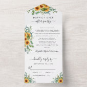 Invitation Tout En Un Réception De Mariage Rustique De Tournesol Eucalyp (À l'intérieur)