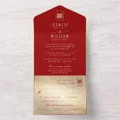 Invitation Tout En Un Rectangle classique Double Bonheur Mariage chinois (À l'intérieur)